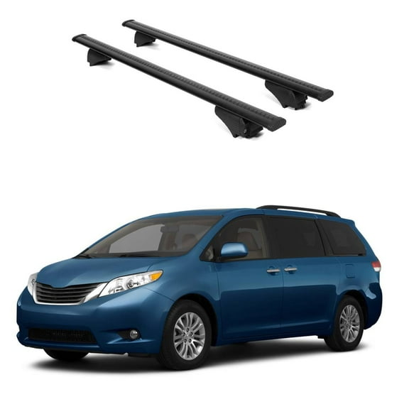 ERKUL Roof Rack Cross Bars for Toyota Sienna 2011-2020 | Aluminum Crossbars with Anti Theft Lock for Rooftop | Compatible with Raised Rails - Black