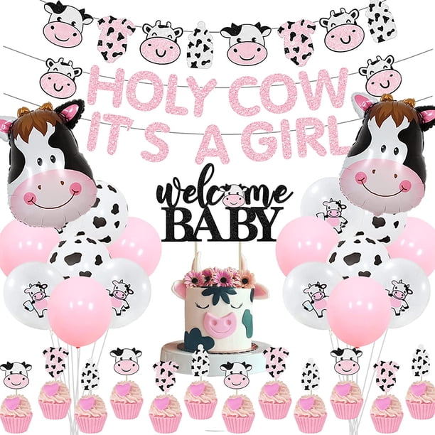 Cow Print Baby Shower Decorations Girl, Holy Cow It's a Girl Baby