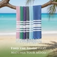 thumbnail image 3 of Occosa Turkish Cotton Beach Towel Pack of 4 & 1 Boho Tote Bag, Hammam Towels, No Shrink, Quick Dry, Lightweight, Sand Free, Camping, Pool, Beach Essentials, Blue, Gray, Purple, Navy (40"x70"), 3 of 7
