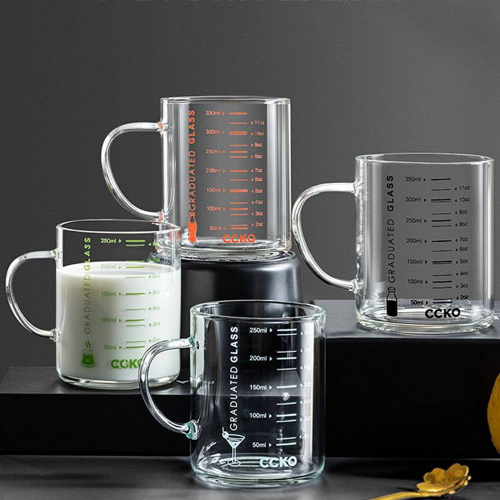High Borosilicate Glass Measuring Cup Set-V-Shaped Spout，Includes  60ml(2OZ), 120ml(4OZ), and 250ml(8OZ) Glass Measuring Beaker for Kitchen or