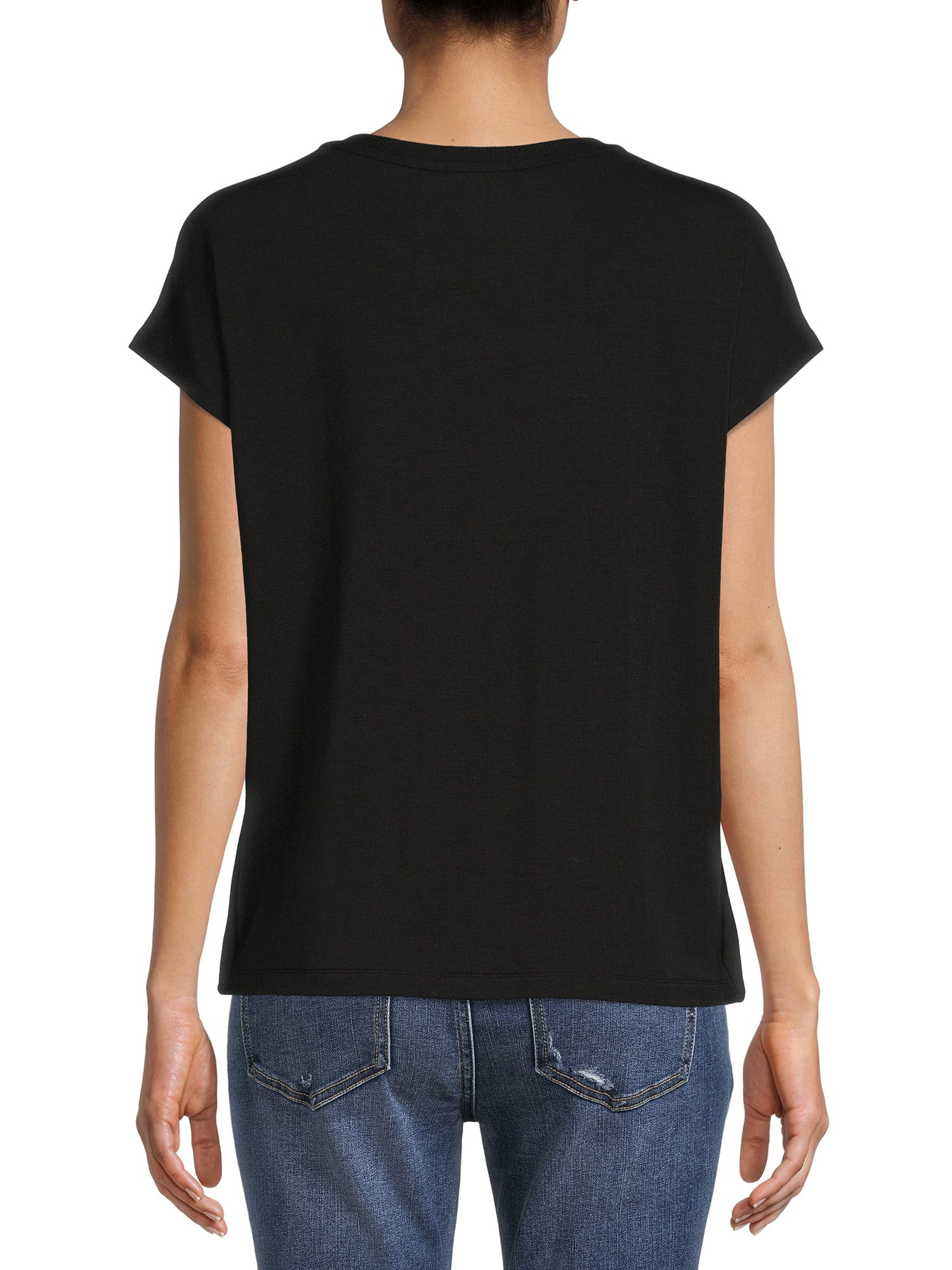 Time And Tru Women's Twist Front Top with Short Sleeves