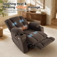 thumbnail image 3 of MCombo Electric Power Recliner Chair with Massage & Heat, Extended Footrest, USB Ports, 2 Side & Front Pockets, Cup Holders, Brown Plush Fabric 8015, 3 of 9