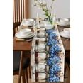 thumbnail image 4 of ERUNPONLY Blue Floral Table Runner - 90 Inch Long Bottle Floral Farm Fruit Spring Summer Cotton and Linen Blended Dress Scarves Farmhouse Table Runner for Kitchen Dining, Coffee Table, 13" x 90", 4 of 8