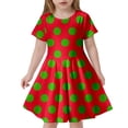 thumbnail image 1 of Robes pour Bébé Fille Enfant Filles Été Imprimé à Pois Ajusté Doux Respirant à Manches Courtes Robe Décontractée Robes pour Enfants Rouge 8 Ans-9 Ans, 1 of 4