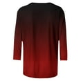 thumbnail image 4 of JIRNDf T-Shirts pour Femmes Tendance Été Hauts Décontractés Mode Dégradé Imprimé Col Rond Manches Trois Quarts T-Shirts Graphiques Mignons pour Femmes Vin P, 4 of 5