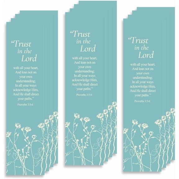 Christian Verses Bookmark | Page Marker Divider | Trust in The Lord With All Your Heart (Proverbs 3:5-6) (Pack of 12)