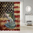 thumbnail image 2 of Manfei Vintage Bass Fish Shower Curtain 72Wx78L, Rustic American Flag Bath Curtain, Red Navy Beige, 2 of 5