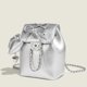 thumbnail image 3 of Mochilas casuales coreanas para mujer, bolsos de mano de diseñador de lujo, monederos, novedad de 2024, en PU plateado, cadena con cierre, lazo, adornos colgantes para el hombro, 3 of 5