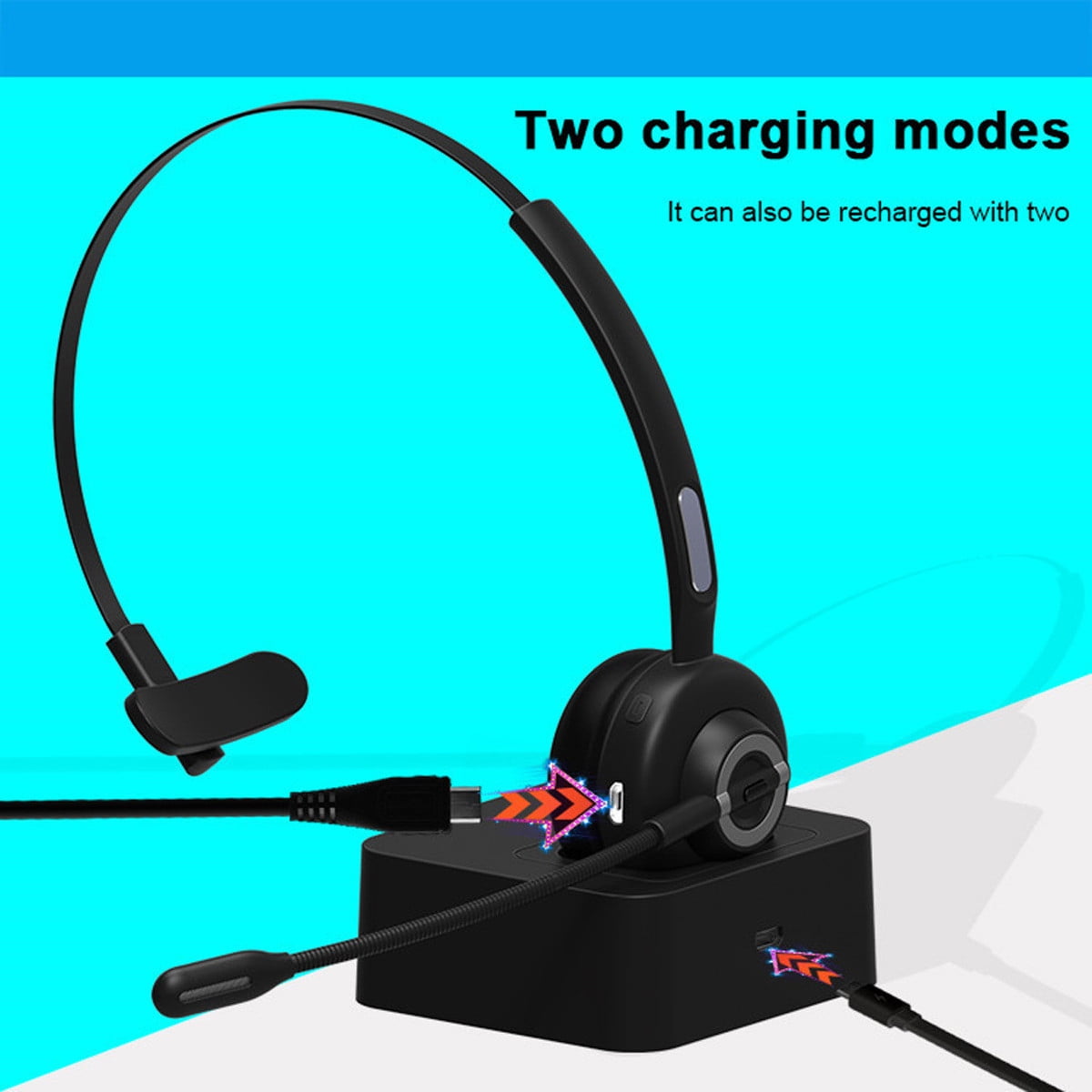 VALSEEL Trucker Bluetooth Headset Wireless Headset with Microphone for PC Bluetooth Headset with Microphone Noise Cancelling for Cell Phones Computer Truck Drivers on Clearance