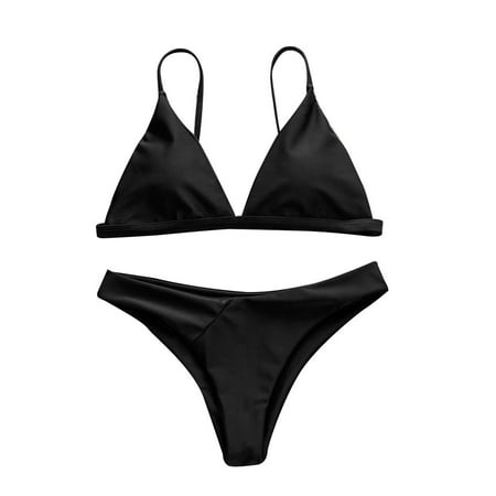 Summer Women s Triangle Bathing Suits Sexy Padded V Neck 2 Pieces Push Up Swimsuit Thong Bikinis Brazilian Bottom Bra Sets