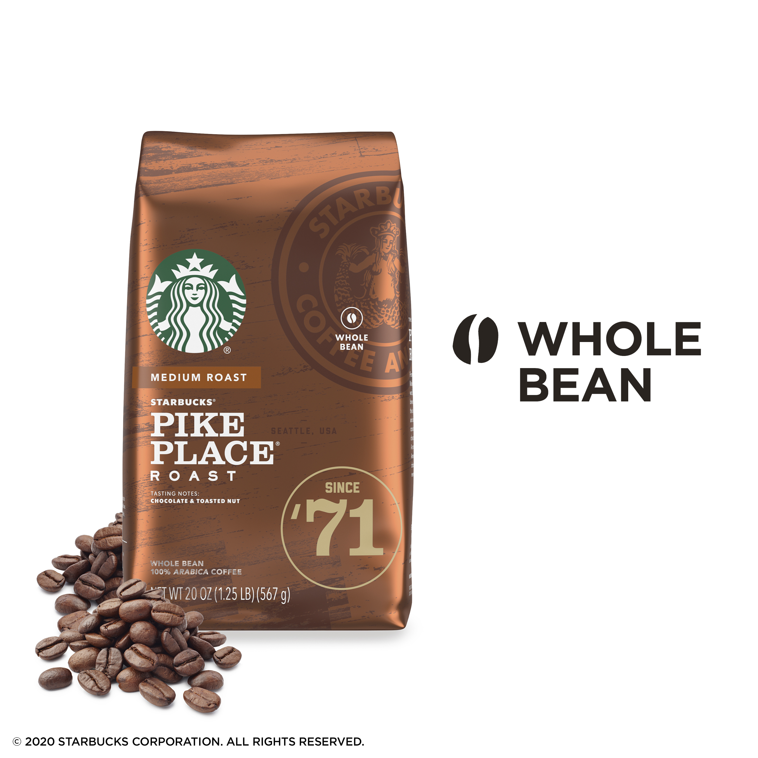 Starbucks 100% Arabica Pike Place Medium Roast Whole Bean Coffee, 20 Oz, Bag - image 3 of 6
