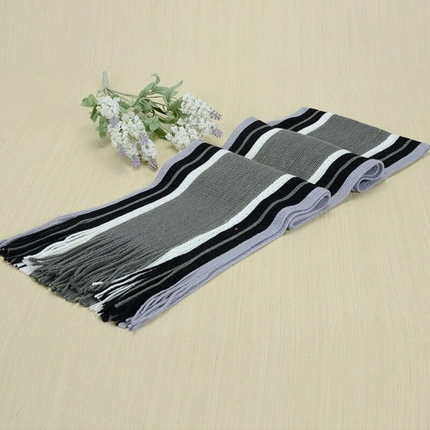 Bufanda de Cachemira cálida para hombre, bufanda clásica de negocios a rayas, bufanda de punto de borla larga, negro, gris, rojo, Beige, azul marino, invierno, nuevo Fivean unisex