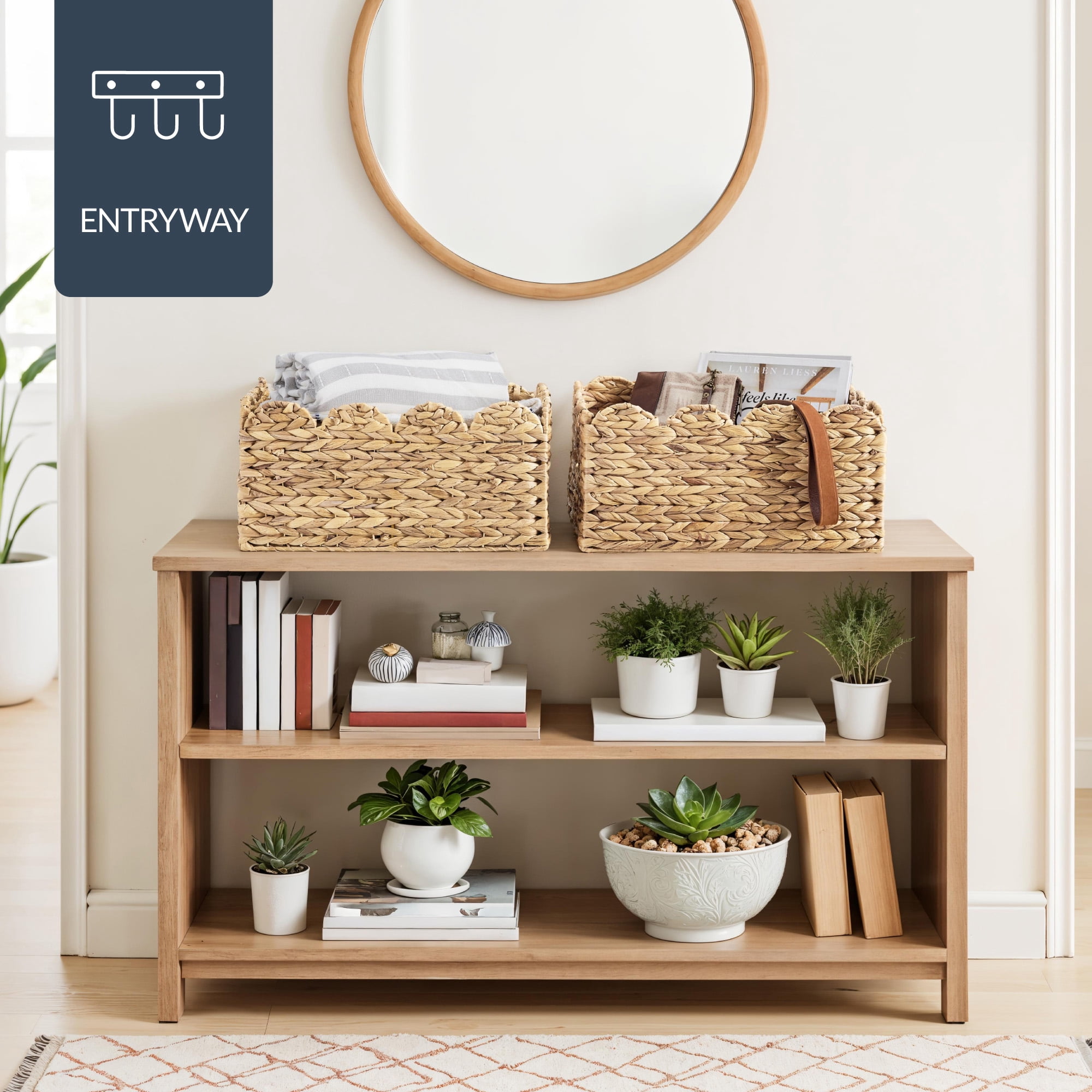 Best Choice Products 16x12 Scalloped Shelf Baskets, Woven Storage Bins, 2 Pack - Natural