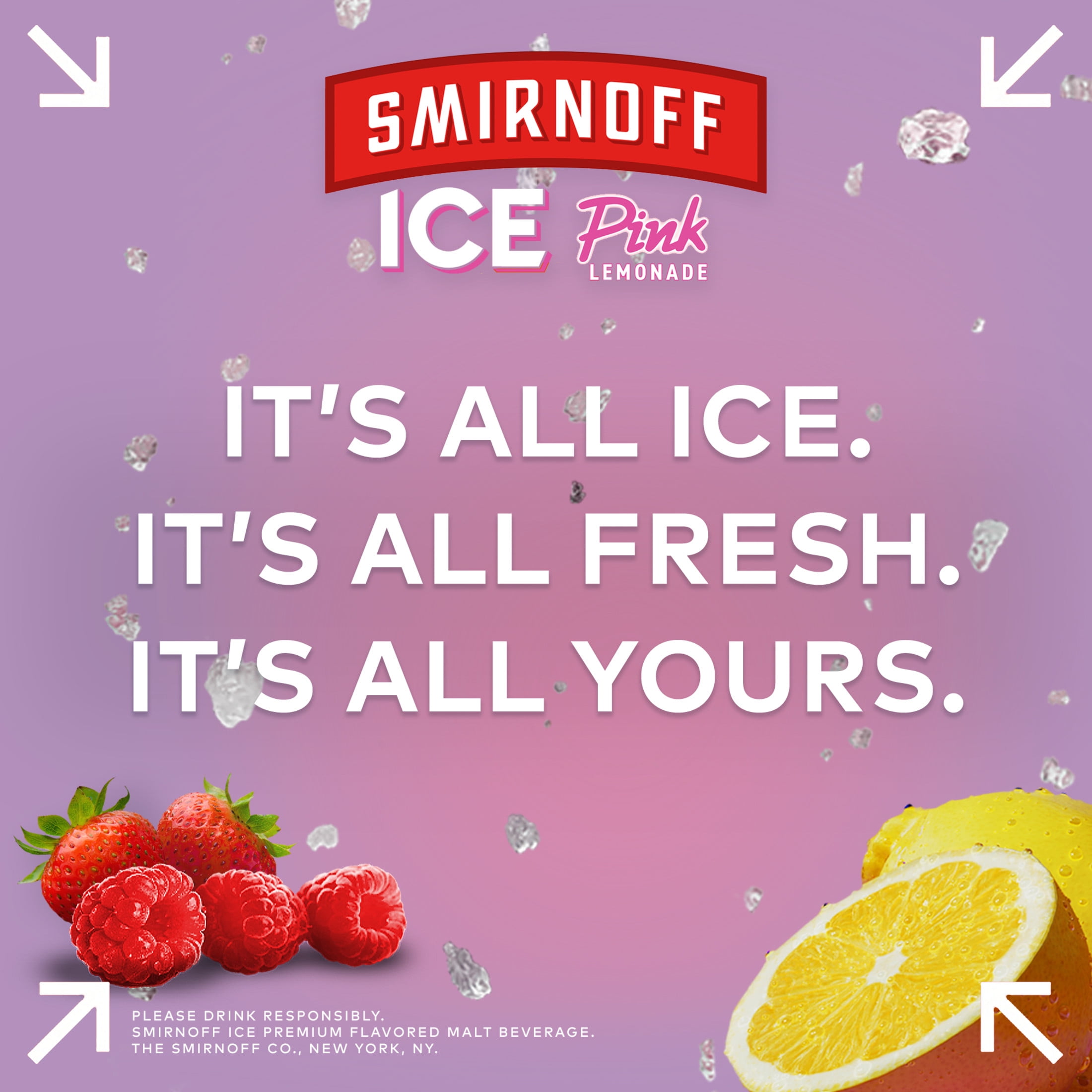 Smirnoff Ice Pink Lemonade 6 Pack 11.2 fl oz Bottles 4.5% ABV