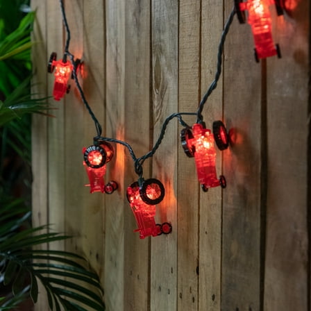 10-Count Red Tractor Patio Light Set 5.75ft Green Wire