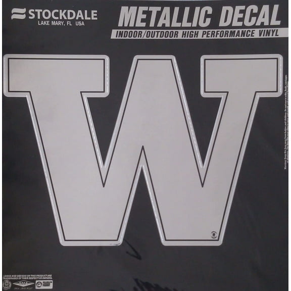 University of Washington Huskies 12 Inch Decal Sticker, Metallic Chrome Shimmer Design