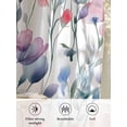 thumbnail image 6 of Sheer Curtains 54 Inch Length 2 Panels Set for Kitchen, Flower Eucalyptus Semi Sheer Curtains for Windows, Gradient Purple Green Farmhouse Leaf Voile Window Treatments Rod Pocket Curtain, 6 of 7