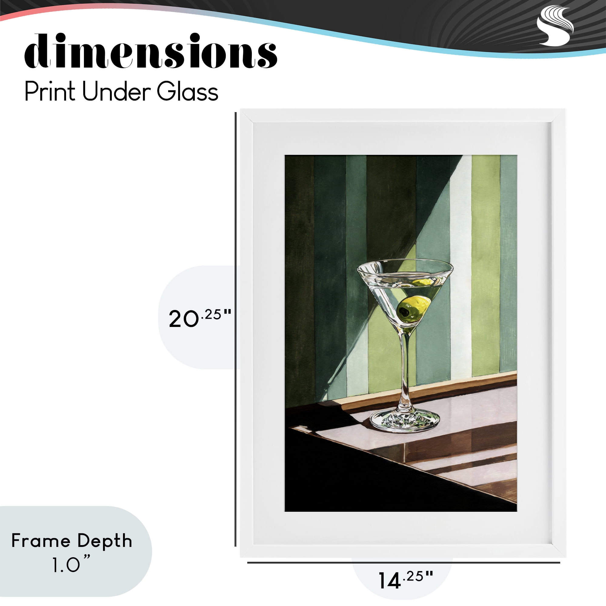 Stupell Industries Olive Martini in Sun Beam White Framed Print Under Glass, design by Petal Prints Design