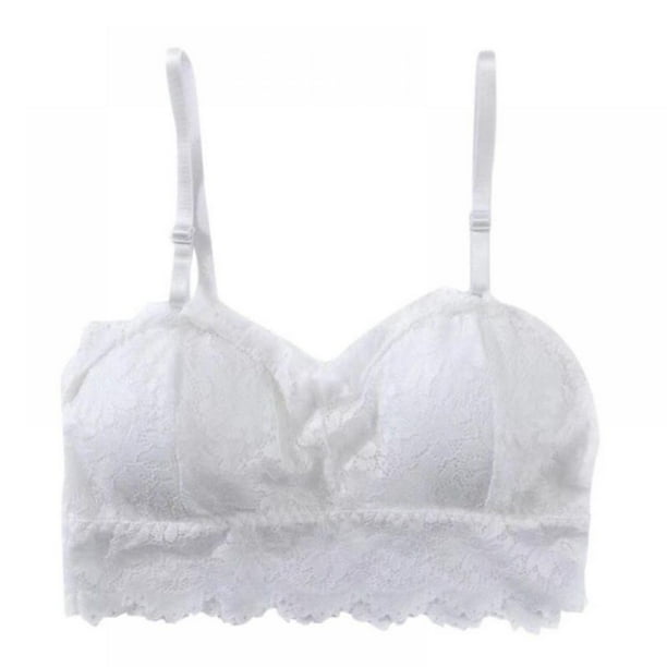 Greyghost Woman Exquisite Lace Breathable Sling Chest Wrap Sexy Bra Underwear Women s Lace Overlay Padded Tank Top Women s Bralet Bra Floral Bustier Crop Top Vest Tank Beautiful Back TubeTops White Wa...