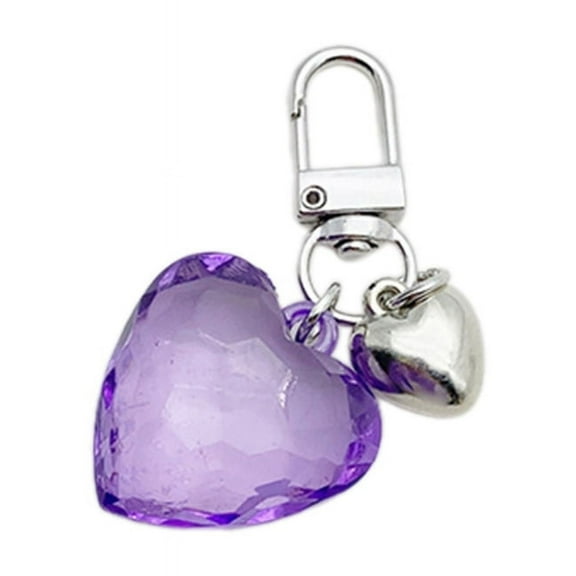 Stylish Love Heart Keychain Eye Catching Acrylic Key Chain Bag Charm Decorations Fashionable Metal Pendant for Backpacks