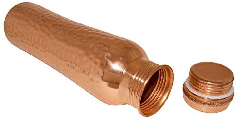 2 Pack 30 Ounce Pure Copper Drinking Vessel in Elegant Gift Box, Hammered Water Bottle with Screw-On Cap, Ayurvedic Benefits