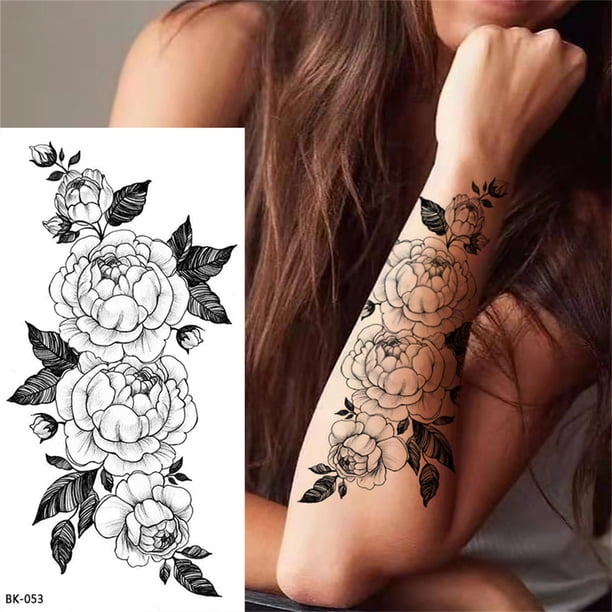 Tatuajes temporales para hombres, mujeres y adultos. Tatuajes abstractos con rosas.