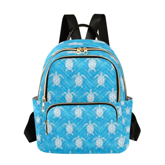 Qxltty Quilted Backpack for Women, Little Turtle Travel Daypack with Front Pocket for Casual Daily Use