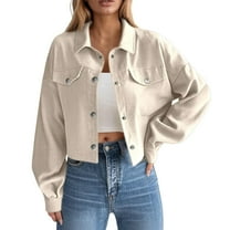Enjoytime Lightweight Jacket Women Solid Color Long Sleeve Cropped Jackets Fashion Button Down Shirt 2025 Fall Coat Tops