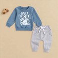 thumbnail image 2 of HCNTES Baby Boy Winter Clothes Toddler Kids Baby Boy Fall Outfits 3M 6M 12M 18M 24M 1T 2T 3T Casual Just a boy who loves his mama Letter Print Long Sleeve Hoodie Tops Pants Winter Clothes Sets, 2 of 4