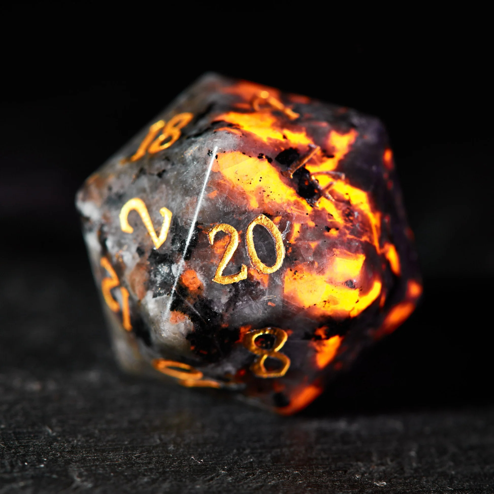 HOONGKAI DND Dice Set,7 Pcs,Volcano Eruption Lava Gem Dice Set with Gift Box , for Dungeons and Dragons D&D RPG MTG Table Games for 5 Years & up, All Ages
