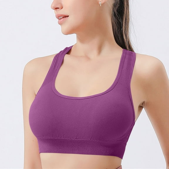 Gapacks Women's Purple Racerback Sports Bra - Medium Support, Nylon Spandex Blend, Comfortable U-Neck, Size L - For Yoga, Running, Gym Workouts