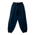 thumbnail image 5 of BRELIL Men Plus Size Harem Pants Loose Flowy Boho Lounge Trousers Drawstring Waist Vacation Casual Long Pants Solid Summer Fashion Outfits, Navy S, 5 of 6