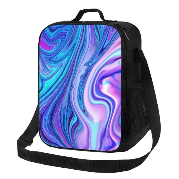 Disketp Swirl Blue And Purple Bolsa Térmica Estampada para Almuerzo, Lonchera para Hombres y Mujeres Adultos