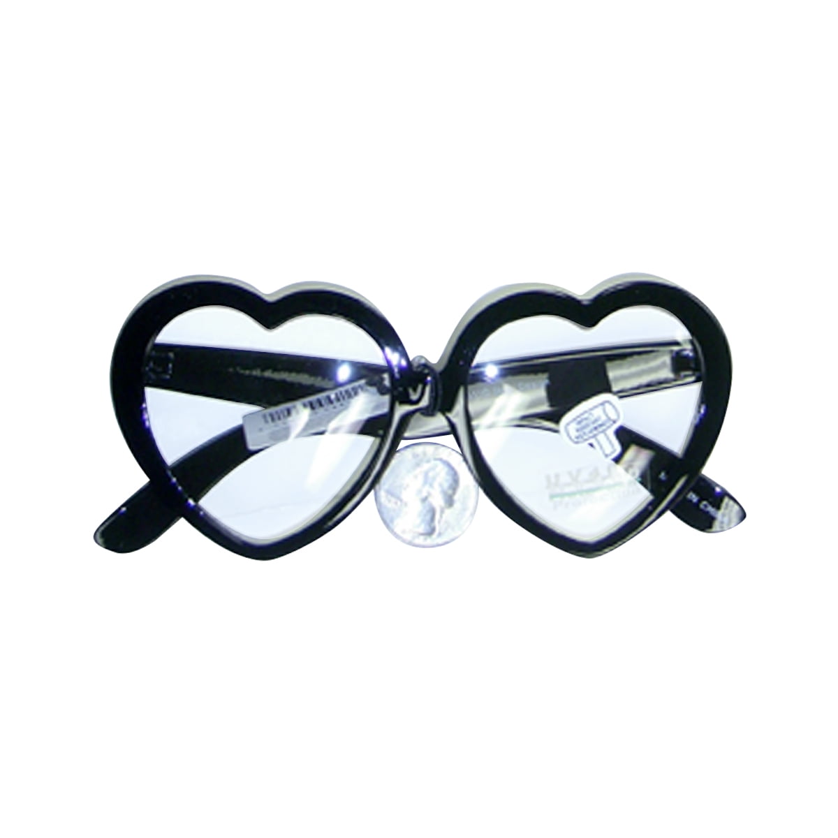 Heart Glasses Effect Black with Stylish Glasses case Heart Frame, Black