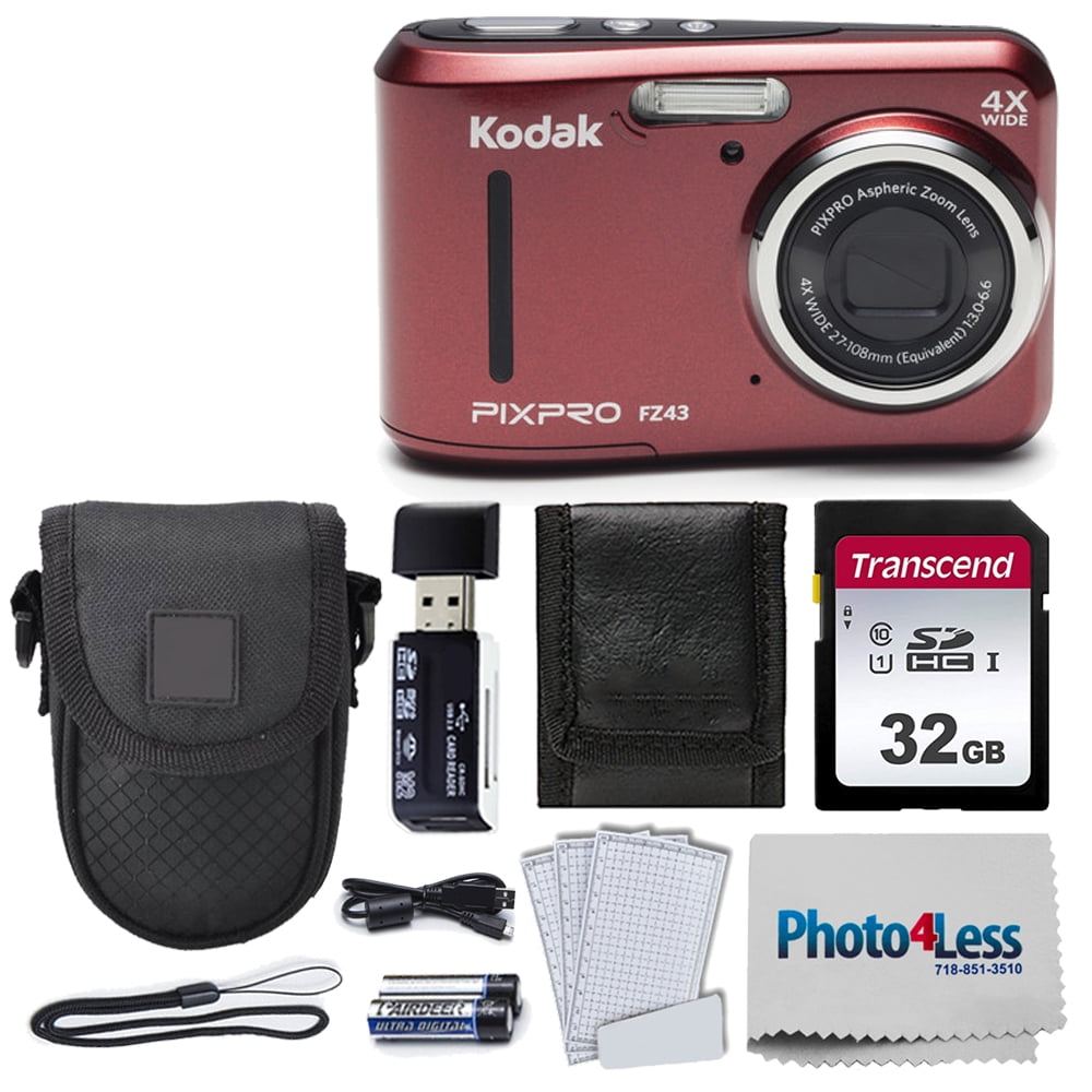Kodak PIXPRO Friendly Zoom FZ43 16 MP Digital Camera (Red) + Great
