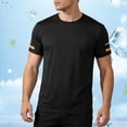 thumbnail image 2 of Workout Shirts for Men Cool Dry Gym Shirts Quick Dry Athletic Short Sleeve T-Shirt Moisture Wicking Big and Tall Size M-5XL Black, 2 of 5