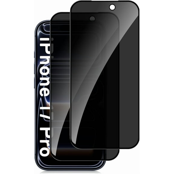 2 Pcs Tempered Glass Compatible with iPhone 17 Pro Privacy Screen Protector Anti-Scratch 9H Hardness Tempered Glass for iPhone 17 Pro