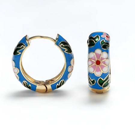 DESIGNICE 2026 New Fashion Enamel Flower Huggie Hoop Earrings for Women Vintage Boho Circle Small Earrings Statement Jewelry