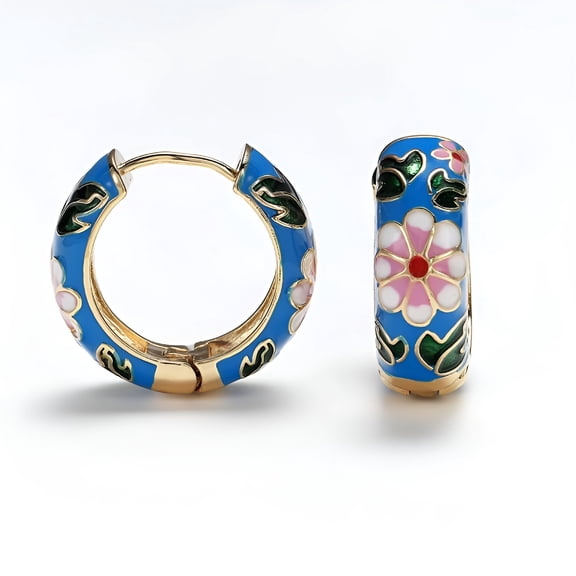 DESIGNICE 2026 New Fashion Enamel Flower Huggie Hoop Earrings for Women Vintage Boho Circle Small Earrings Statement Jewelry