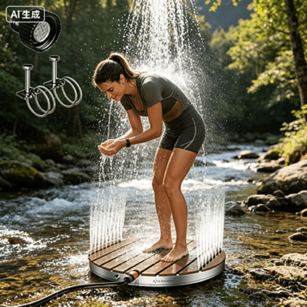 Round Outdoor Camping Shower with Easy Setup for Backyard, Campsites & Beach Use