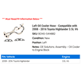 thumbnail image 2 of Left Oil Cooler Hose - Compatible with 2008 - 2016 Toyota Highlander 3.5L V6 2009 2010 2011 2012 2013 2014 2015, 2 of 2