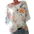 thumbnail image 1 of Flywake T-shirt Décontracté Grande Taille pour Femmes Imprimé Floral Col Rond Manches Courtes Tunique Ample Confortable Tops d'Été, 1 of 4