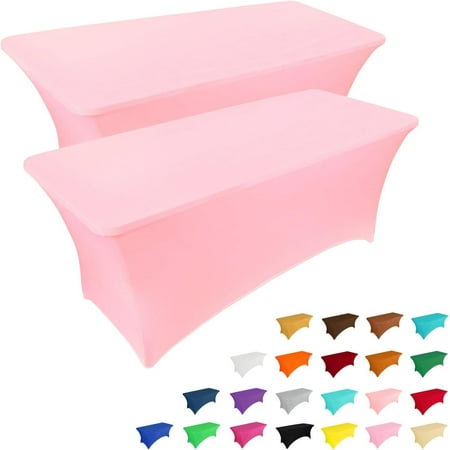 

XIACOCO-2 Pack 6Ft Table Cloth For Rectangular Fitted Events Stretch Pink Table Covers Washable Table Cover Spandex Tablecloth Table Protector For Party Wedding Cocktail Banquet Festival