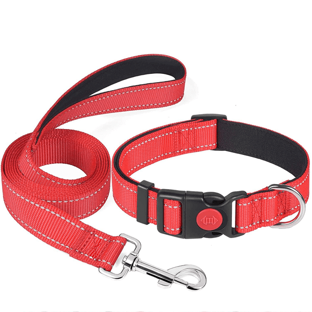 Collar de nailon reflectante para perros: forro de neopreno suave, reflectante y ajustable.