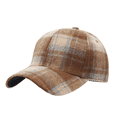thumbnail image 2 of Clossjun Women Men Stylish Plaid Baseball Cap Fall Winter Warm Classic Hat Soft Casual Dad Hat for Outdoor Sport Khaki, 2 of 6