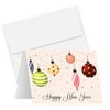 2024 Happy New Year Holiday Greeting Cards – Blank Xmas Fold Over Cards & Envelopes, Colorful Baubles – For Christmas and New Year’s Gift & Presents | 25 Per Pack | 4.25 x 5.5” (A2 Size)