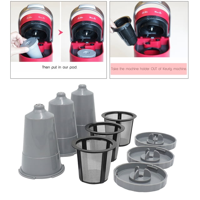 3 filtros reutilizables de de cápsula de taza K | Cápsulas de cápsulas de recargables ecológicas compatibles con gris perfecl Tazas K reutilizables de café