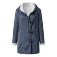 thumbnail image 4 of Olyvenn Winter Coats for Women Sherpa Fleece Jacket with Hood Long Button Up Coat Thicken Warm Winter Coat Parka Coat Navy XXL, 4 of 7
