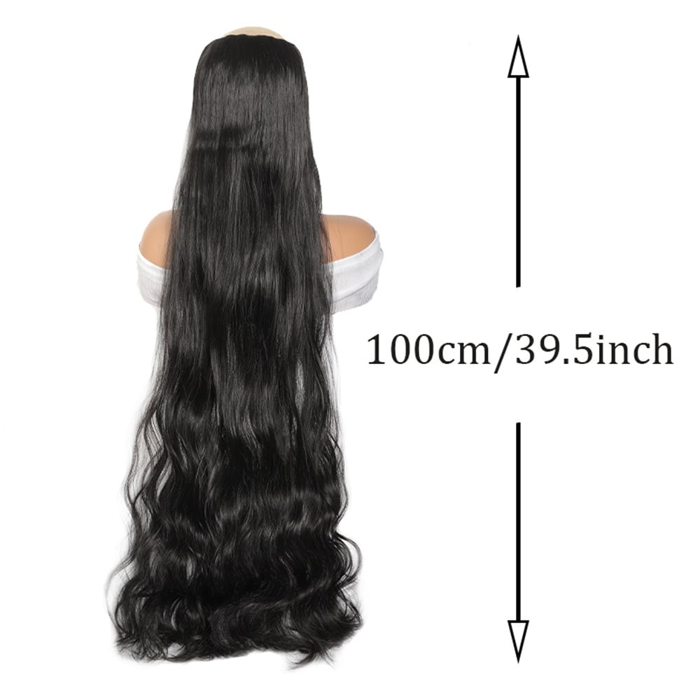 40 Inch Ultra Long Wavy Hair Clip in Hair Extensions One Piece Long Thick Synthetic Hairpieces with 5 Clips for Party Cosplay and Various Occasions
