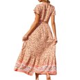 thumbnail image 3 of TRKIYQC Vestido largo de verano con estampado floral para mujer Vestido de manga corta con cuello en V Cintura con lazo Vestido holgado, Ropa informal simple de una pieza TRKIYQC  perder, 3 of 7